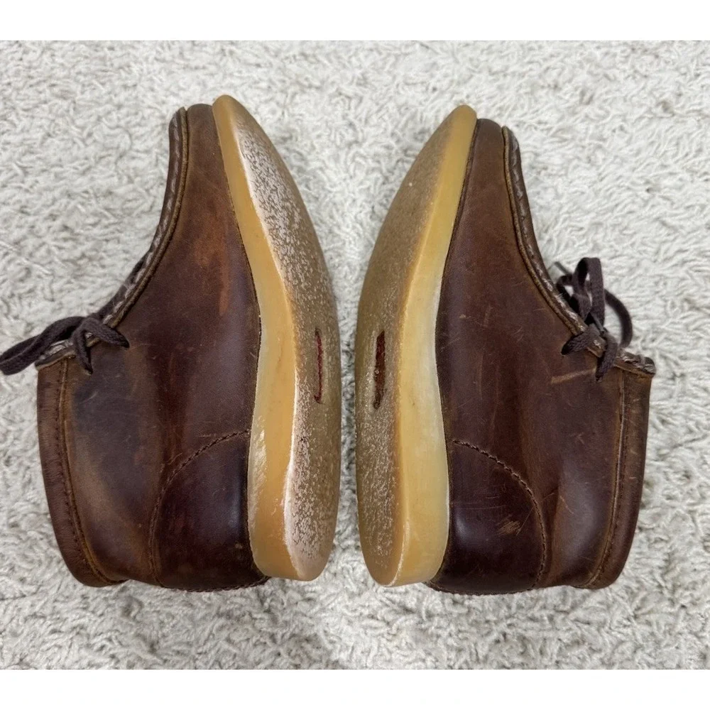 Clarks Originals Kids Wallabee Leather Lace-Up Chukka‎ Boots Sz 10 Classic Brown